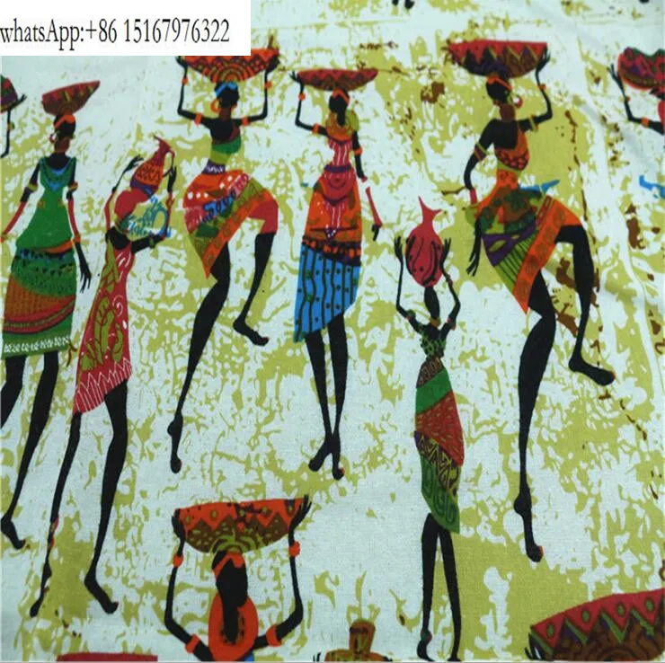 100*145cm African Women Print Linen Cotton Fabric Patchwork Linen