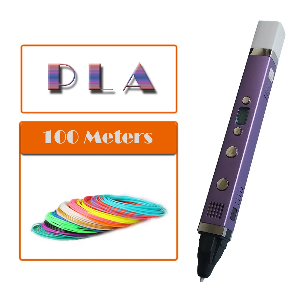 Myriwell 3D Ручка USB креативная Caneta Ручка 3D граффити ручка цифровая 4 регулировка скорости лучший подарок для детей 3nd 3d печать Ручка Горячая - Цвет: Purple Add 100Meters