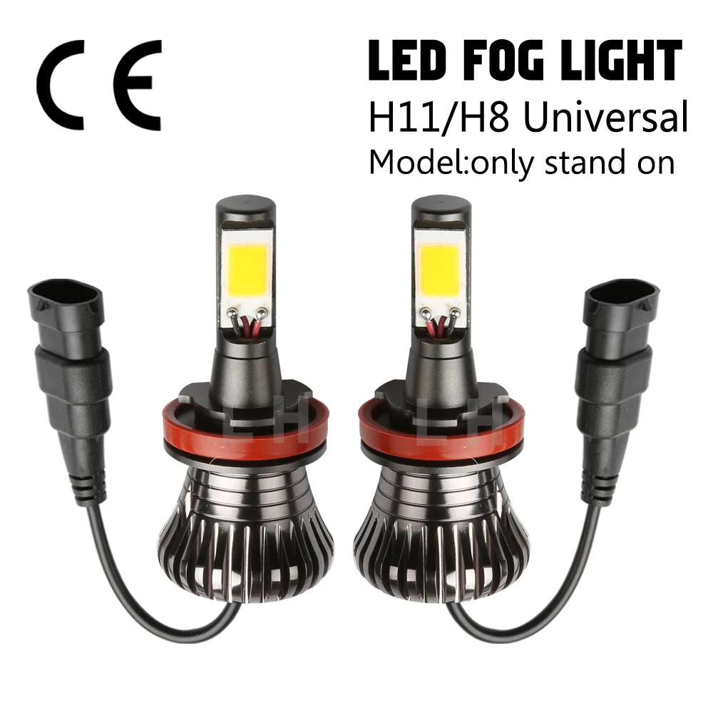 Kopen H11 H8 LED DRL Fog Driving Gloeilampen Licht Blauw Roze 80 w 8000LM Canbus Foutloos Wit Geel