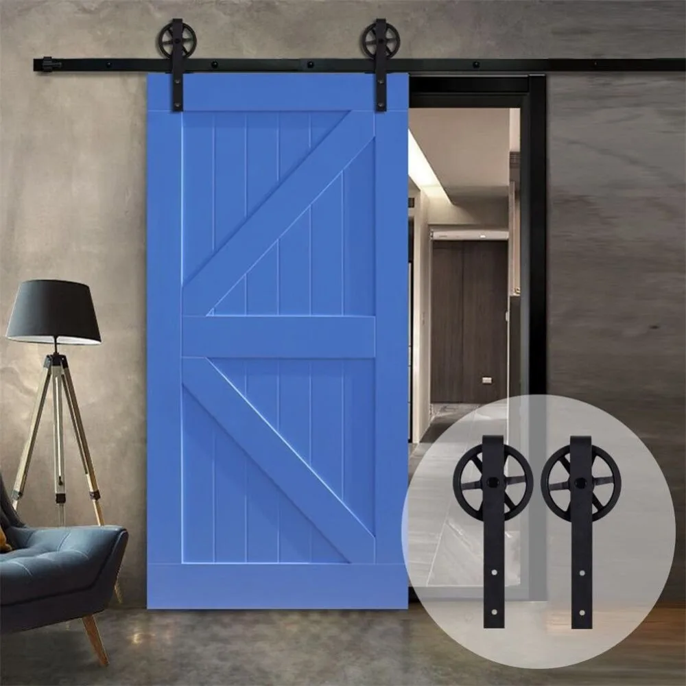 USA warehouse Big Strap Spoke Wheel Wood Sliding Barn Door Hardware font b Closet b font