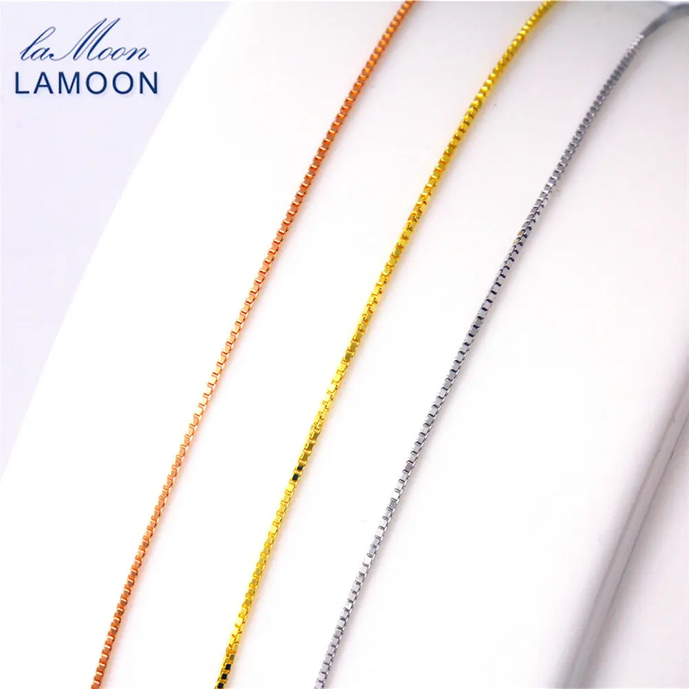 Lamoon простой 40 см+ 5 см 925 пробы Серебряная коробка цепочка на шею для мужчин и женщин CI001
