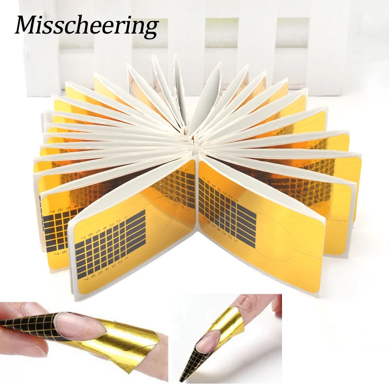 

Nail Art Guide Form Sticker,100pcs/set Gold Acrylic UV Gel Tip Extension Nail Paper Holder, DIY Manicure Nail Tool