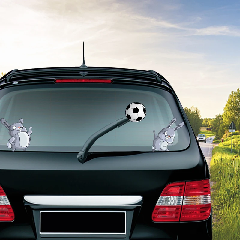 

Easter Bunny Playing Balls Removable Waving Wiper PVC Rear Window Wiper Stickers Rear Windshield Car Styling External Decoration