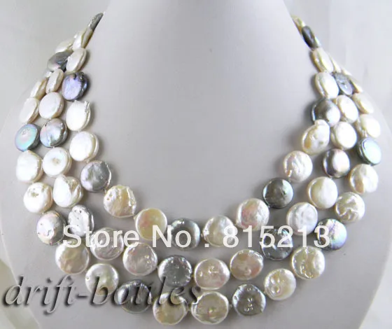 

ddh001583 51''14mm gray white coin freshwater pearl necklace 28% Discount