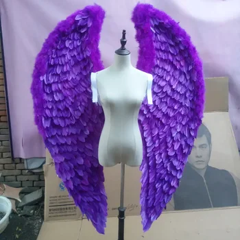 

New arrive color blue purple catwalk shows large feather wedding photography props the wings of an angel auto shows cosplay prop