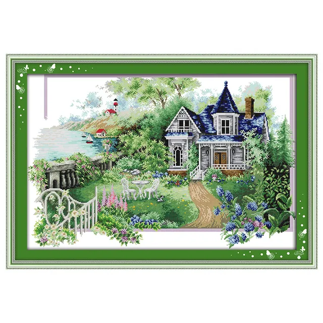 Four Seasons Spring Summer Autumn Winter Home Town House Patterns Counted Cross Stitch DIY Embroidery for Home Decor Needlework 6