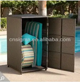 2014 All Weather Wicker Vertical Outdoor Furniture Wicker Deck Box