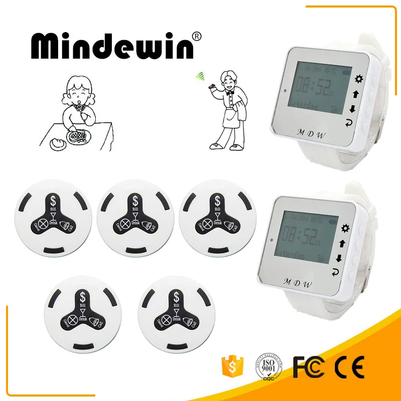 Беспроводная пейджерная система Mindewin 2 наручных часы телефон с 8 цветными