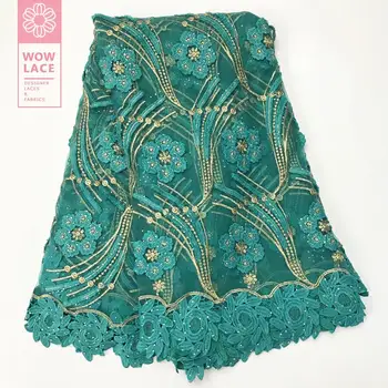 

20K9 New Fashion Special Embroidered Rhinestones Tulle Mesh Lace Fabric In Green For Dress India Stones Voile Net Lace Material