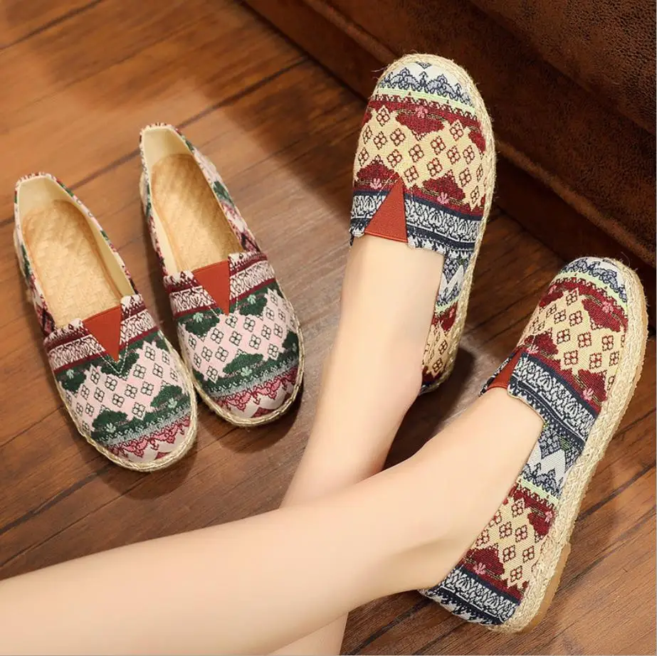 

women's espadrille Embroider shoes Comfortable slippers Ladies Womens Casual Shoes Breathable Flax Hemp Canvas Blue Flamingo