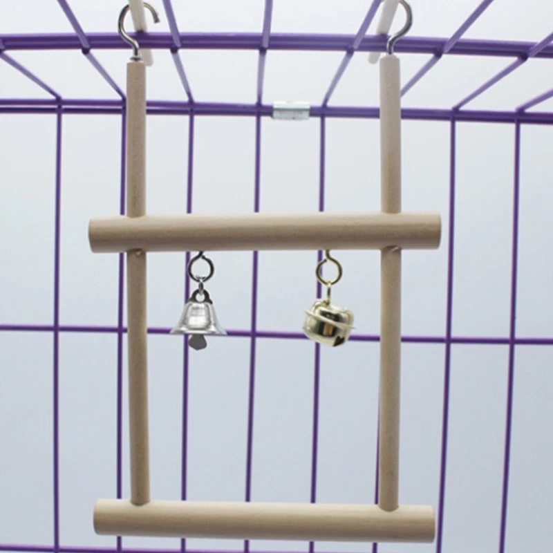 Жердочка для птиц игрушечные попугаи подставка держатель натуральные деревянные качели колокольчик подвесная лестница
