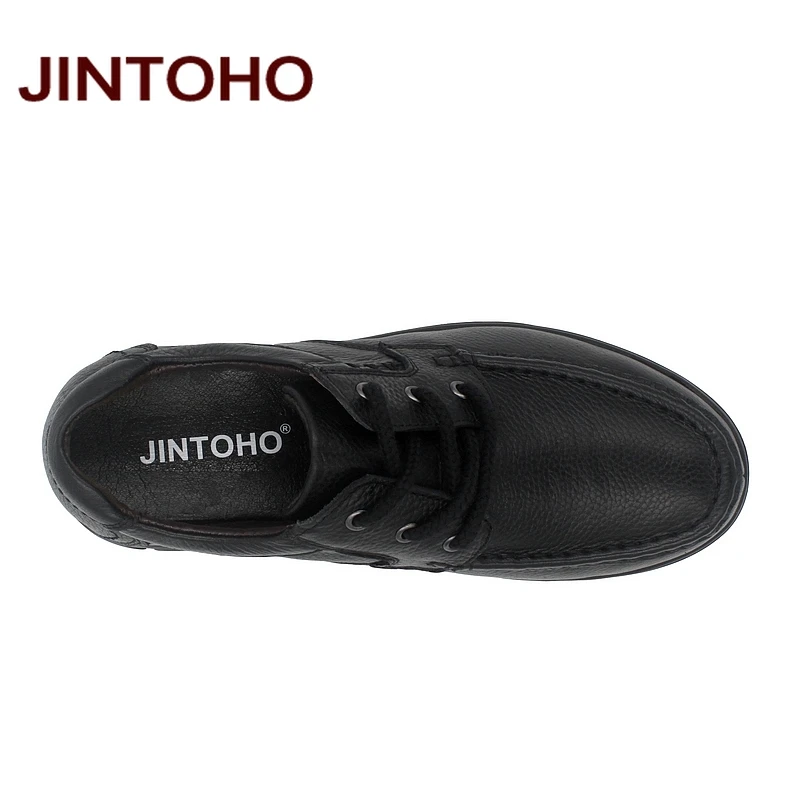 Туфли JINTOHO мужские классические натуральная кожа плоская подошва Мокасины