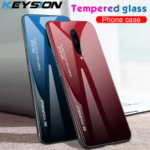 KEYSION Gradient Tempered Glass Phone Case For Oneplus 7 Pro Case Soft Silicone Edge Hard Glass Back Cover For One Plus 7 Pro 6T