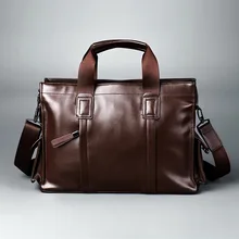 2016 Fashion Echtes Leder aktentasche herren messenger laptoptasche 14 “handtasche Geschäftsleute umhängetasche schwarz