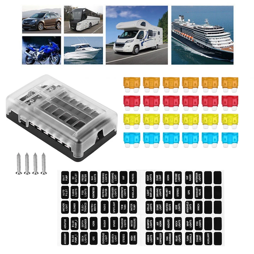 32V автомобиль Лодка 12 способ лезвие предохранителей блок держатель с красный светодиодный индикатор авто аксессуары араба Аксесуар автомобильные аксессуары