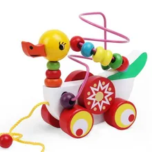 WYNLZQ деревянные детские животные утенок на колесах бусины струны головоломки, игрушки для образования животных раннего детского образования подарки