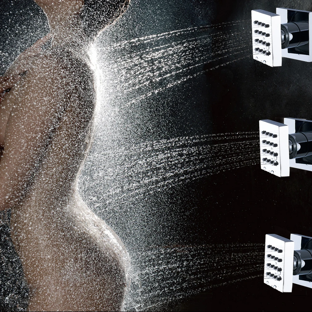 Shinesia хром термостатический смеситель для душа набор дождь водопад душ с массажной 3-сторонний выход Термостатический смеситель для ванны набор для душа