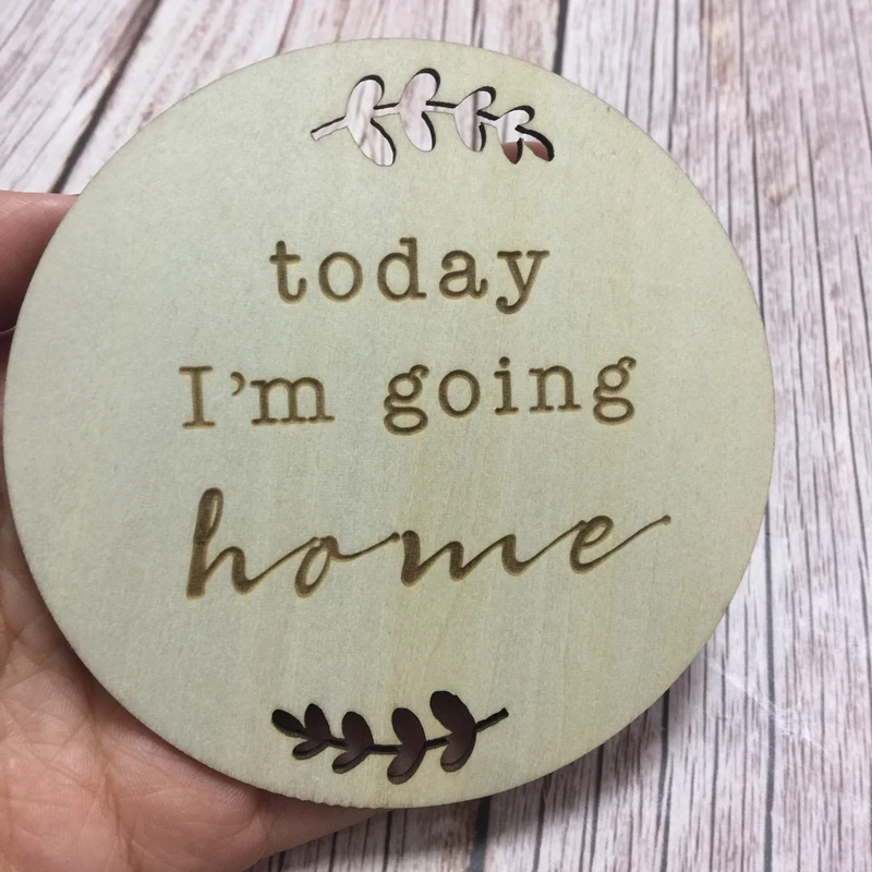 

2pcs today i'm going home newborn gift baby announcement card wood card sign