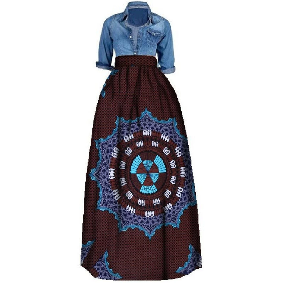 20Color African Fashion Women Dashiki Skirt 100%Cotton High Waist Bazin Riche Traditional Africa Ladies Clothes S-6XL