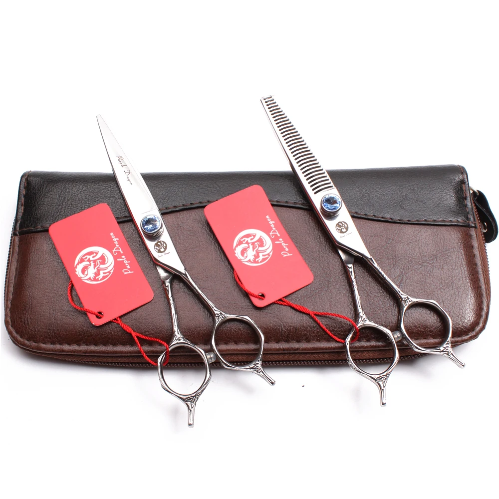 

6" 17.5cm 440C Purple Dragon Hairdressing Scissors Normal Shears Thinning Scissors Barber Makas Professional Hair Scissors Z9018