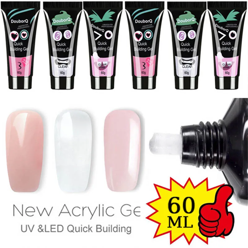 3color 60ml Soak off Poly Gel UV Acryl Gel Quick Building Finger Extension Nail Gel Camouflage UV LED Hard Builder Gel