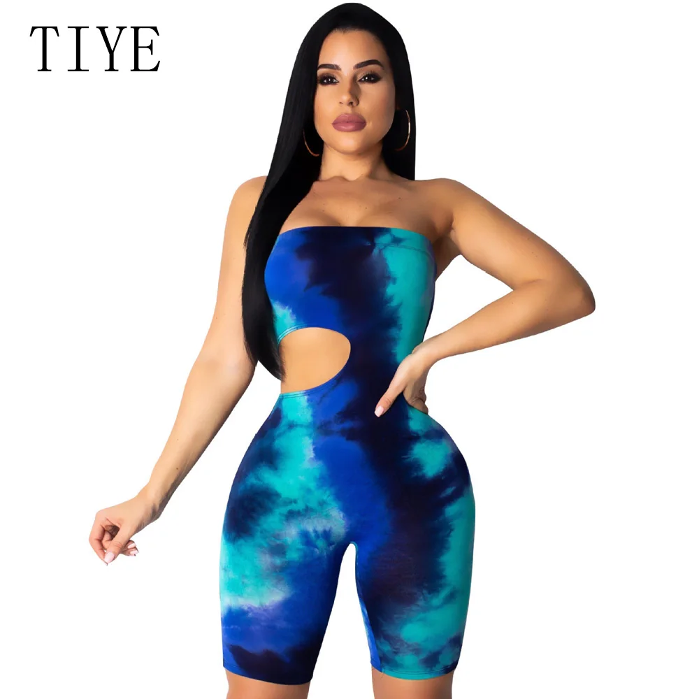 TIYE Tie Dye Print Sexy Off Shoulder Playsuits Backless Shorts Bodysuit Summer Hollow Out Overalls Rompers Womens Jumpsuit TIYE Tie Dye Print Sexy Off Shoulder Playsuits Backless Shorts Bodysuit Summer Hollow Out Overalls Rompers Womens Jumpsuit