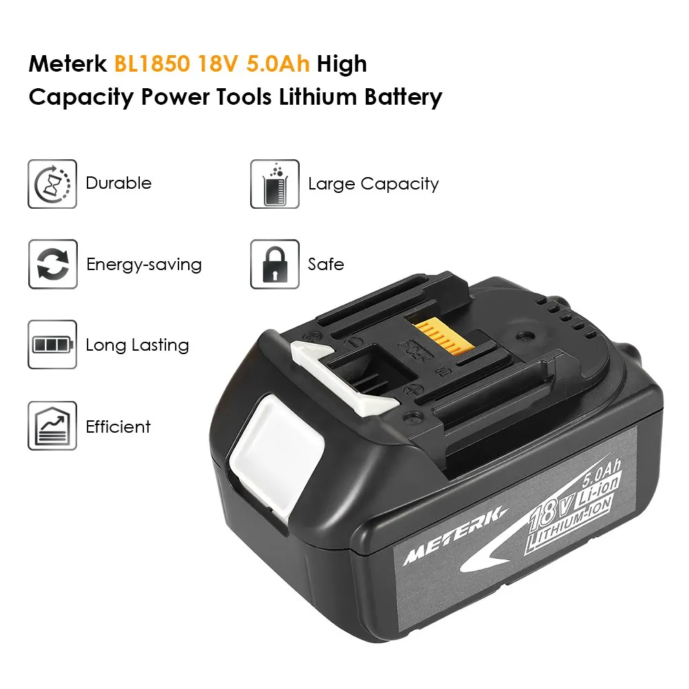 

Meterk BL1850 18V 4.0Ah /5.0Ah Recharcheable Power Tools Battery Lithium replacement Battery Pack large capacity for MAKITA