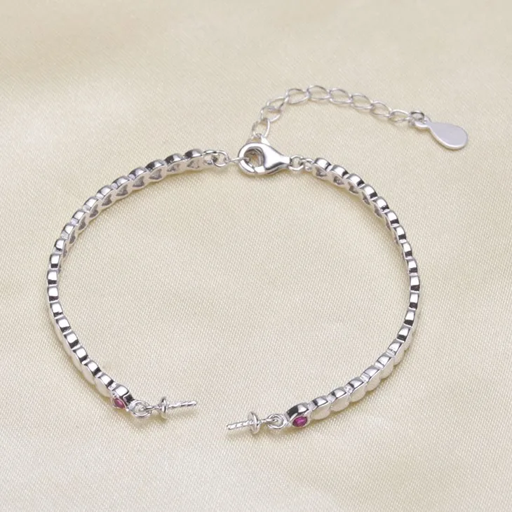 

925 Sterling Silver Pearl Bracelet Mountings Fashion Bangle Findings Jewelry Parts Fittings Accessories, 3pcs/lot