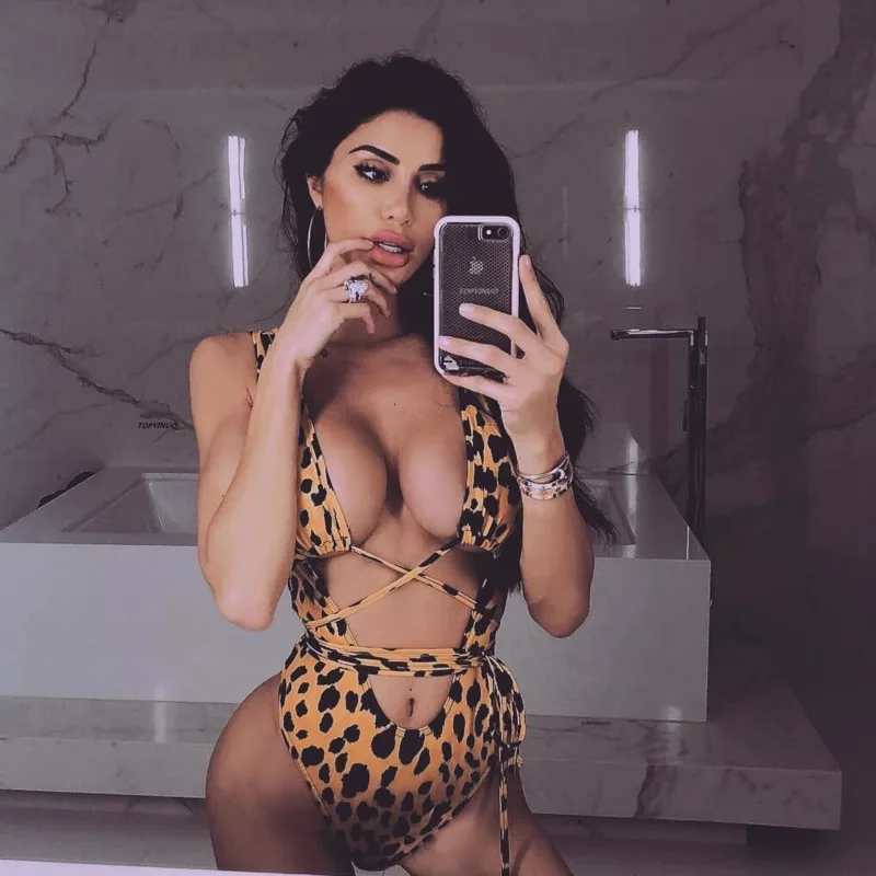 

PFFLOOK Brazilian Leopard One-piece Swimsuit Strap Monokini Sexy High Cut Bikini 2019 Push Up Swimwear One-piece Suits Swim Suit