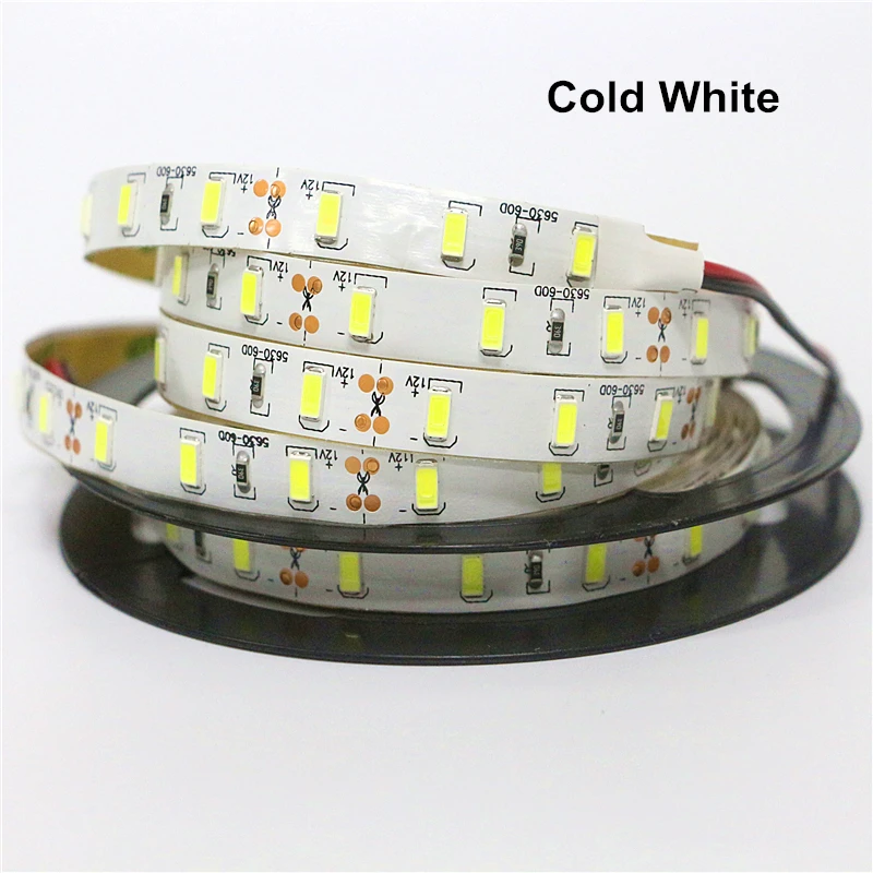 0 5 м 1 2 3 4 60 светодиодов/м SMD 5630 Гибкая светодиодная лента 12 В IP30 IP65