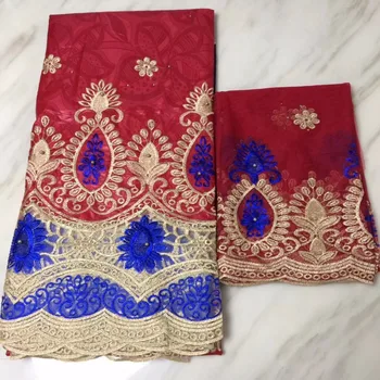 

2018 High quality beads African Swiss French Bassin guipure 5 yards Bazin Lace 2 yards Net lace Fabric for dress 7y/lot LPL71128
