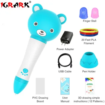 

IGRARK NEW 3D Printer Pen with 3Color PLA Filament Set Voice Function 3D Drawing Pens for kids birthday/Christmas gift