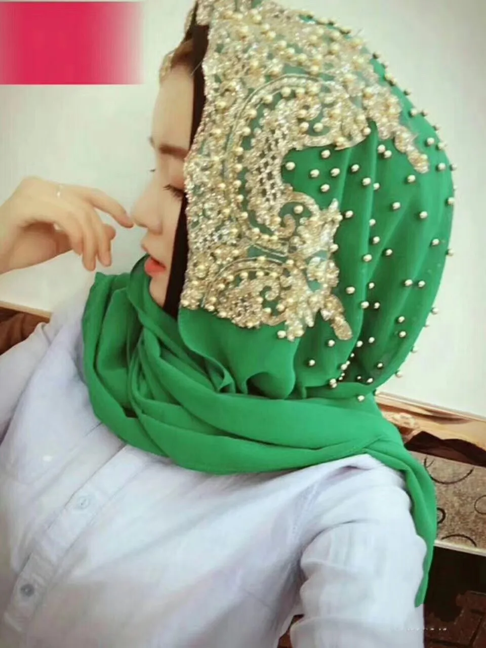 2020 New 2018 High Class Collection Beading Muslim Women Lace Chiffon Hijab Long Scarf Head Warp Arab Womens Headwear Cj899 From Honjiao 13 97 Dhgate Com