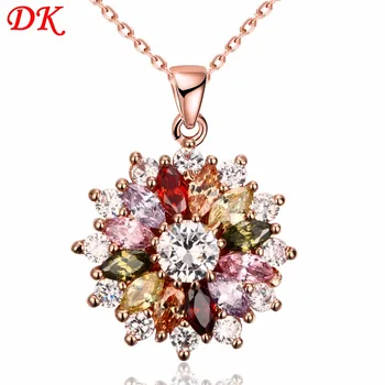 

Fashion Trade Fashion Lady Necklace Crystal Women Jewelry Gift Wholesale Silver K Gold Color Luxury Pink Clear Pendant &Necklace