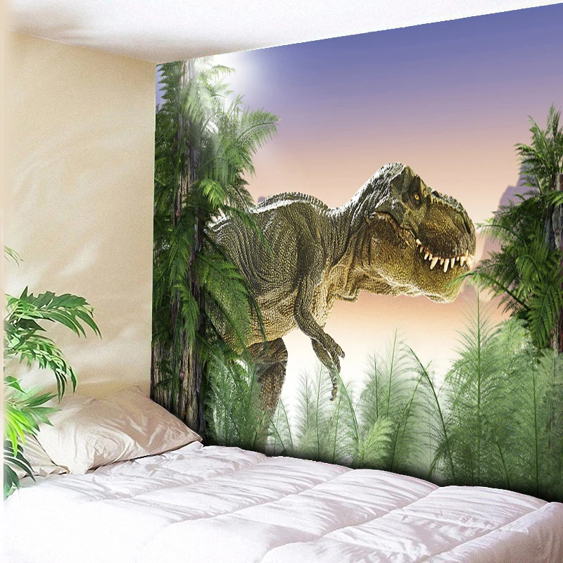 Гобелен из полиэстера Хиппи Мандала большого размера с изображением динозавра из джунглей квадратная чакра художественный настенный гобелен декор гостиной ремесло