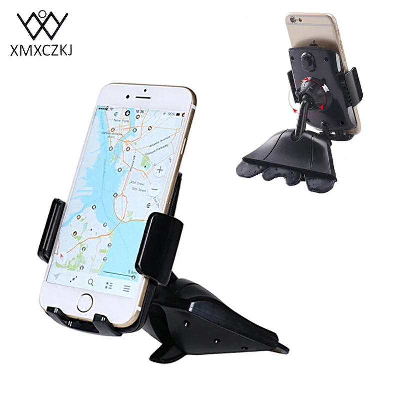  XMXCZKJ Universal 360 Degrees Car Cd Slot Holder ABS Mount Phone Holder Stand For Mobile Phone Ipho