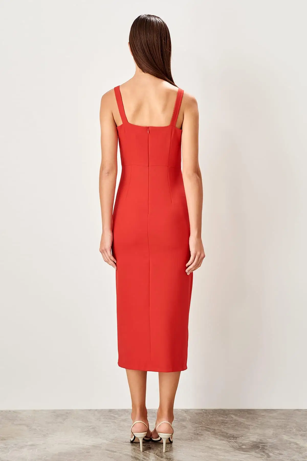 Trendyol красное платье с разрезом TWOSS19BB0216|Платья| |