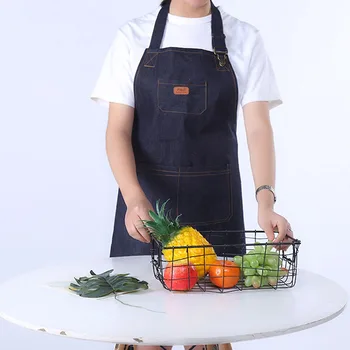 

30pcs Denim Aprons Kitchen Apron Unisex Woman Men Cooking Restaurant Barista Work Apron jean Tablier Delantal