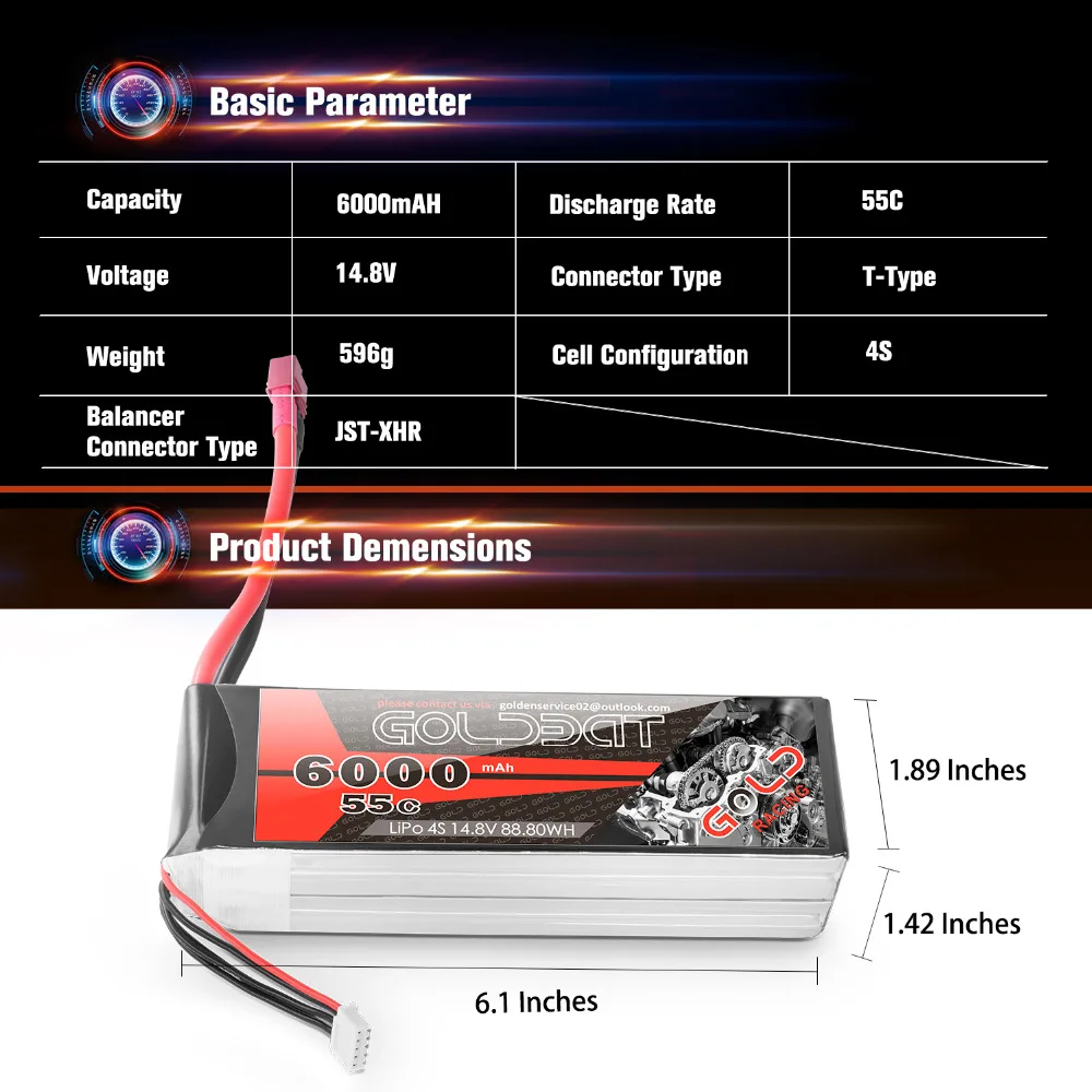 4 единицы GOLDBAT 6000mAh lipo батарея 4S RC автомобиль lipo 6000mAh 55C батарея LiPo 14,8 v с штекером Deans для RC грузовик RC Heli самолет