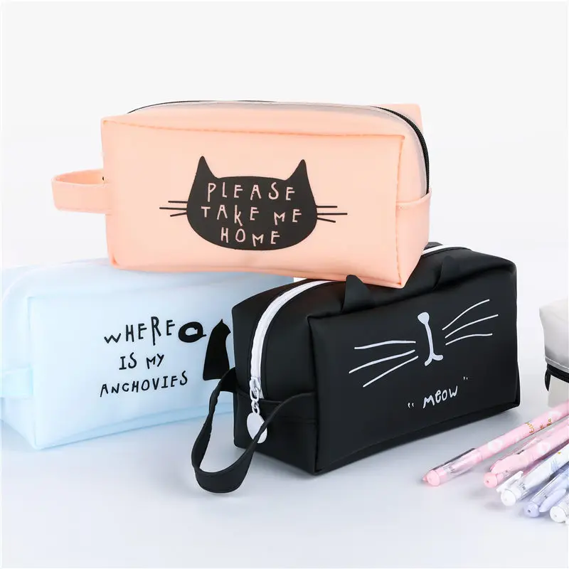 

Cute Cartoon Pencil Case Large Capacity School Pen Box Cute Creative Cat Cases Bags Office School Stationary Supplies