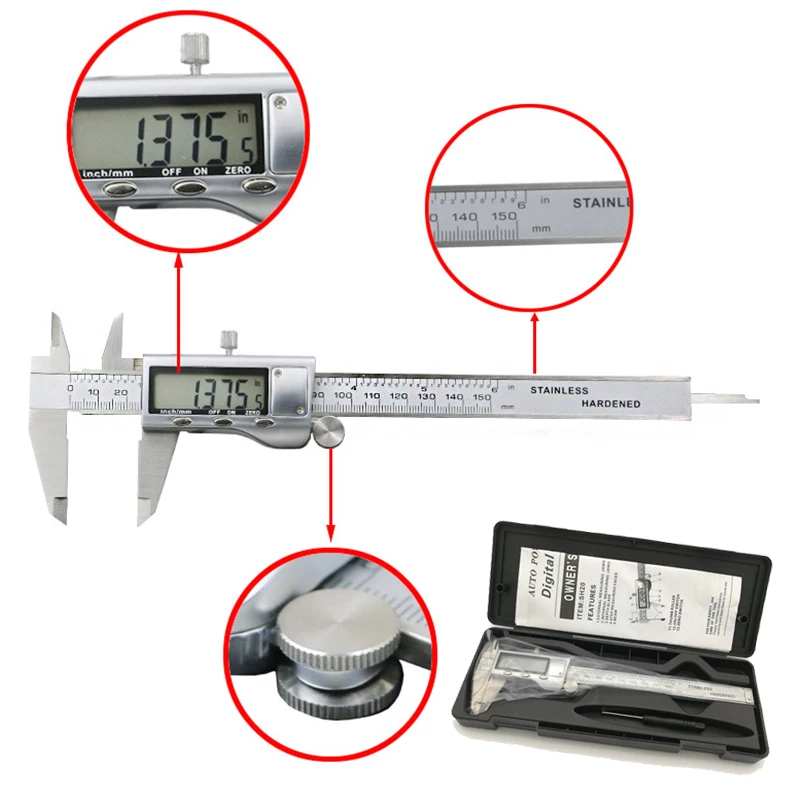 Metal 6 Inch 150mm Stainless Steel Electronic Digital Vernier Caliper Micrometer Measuring