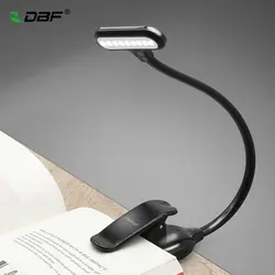 DBF светодиодный клип на Чтение свет, 9 светодиодный 3 Яркость лампа для чтения USB Перезаряжаемые, сенсорный выключатель свет книги для чтения