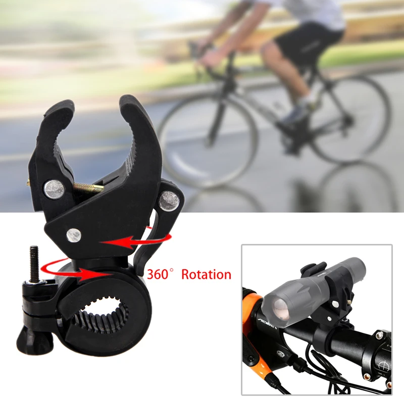 360 Degree Rotation Cycling Bike Flashlight Handlebar Holder Clamp Clip US