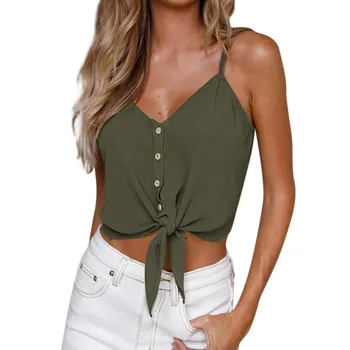 

Sexy Women Crop Top bow Button Vest Ladies Tops Sleeveless Wear Crop top female Vest Tank Shirt Blouse Tops vetement femme