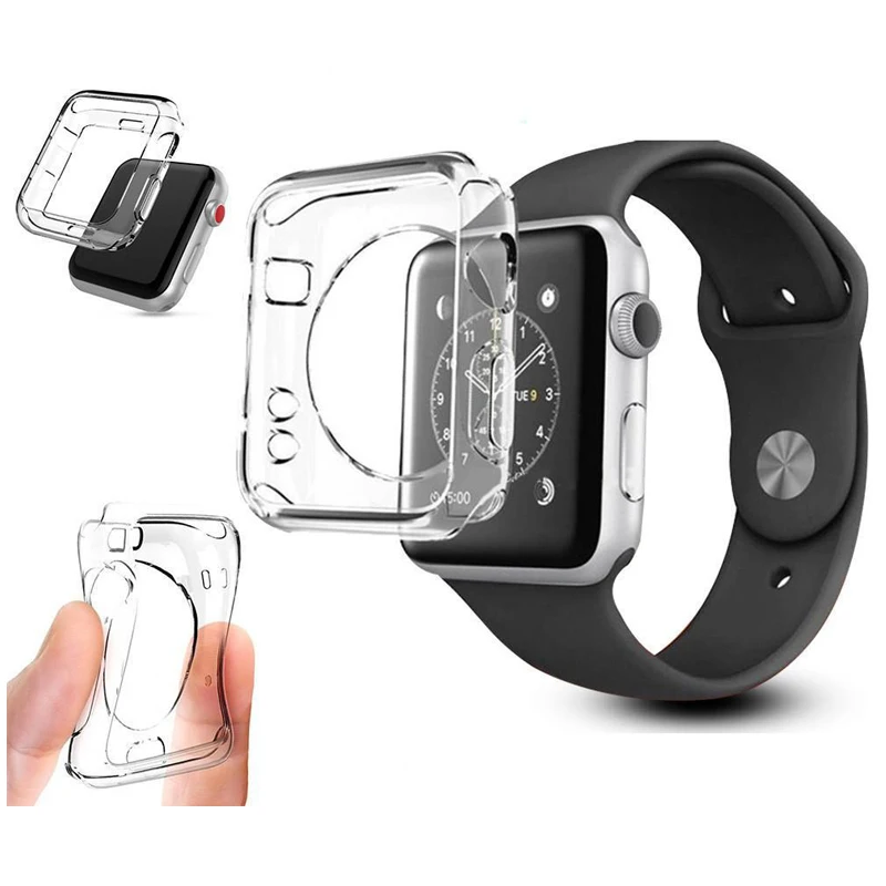 Ультратонкий силиконовый защитный чехол для Apple Watch 44 мм 40 42 38 часов прозрачный