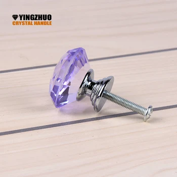 

Hot selling 30mm 10PCS/Set Zinc Alloy Glass Drawer Door Pulls Knobs Handle k9 Crystal Sparkle Cabinet 7 Colors For Choose