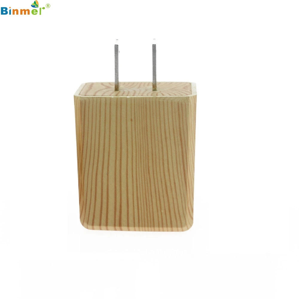 Binmer Product design novelty fashion retro wooden American plug dual USB 2A mobile travel charger for most smartphones 2019 new