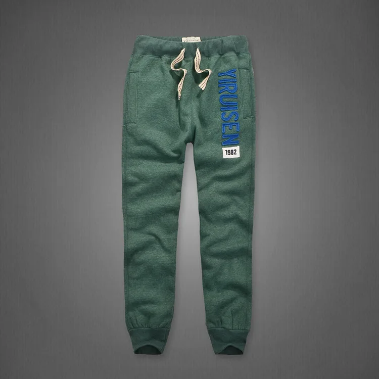 Зимние спортивные штаны из плотного хлопка с вышивкой для мужчин, джоггеры полной длины с карманами сбоку и сзади