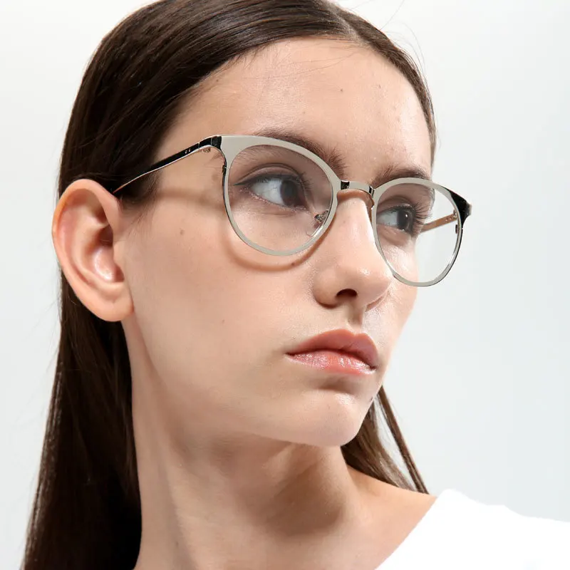 Pop Age Vintage Round Clear lens glasses Gradient High quality Metal