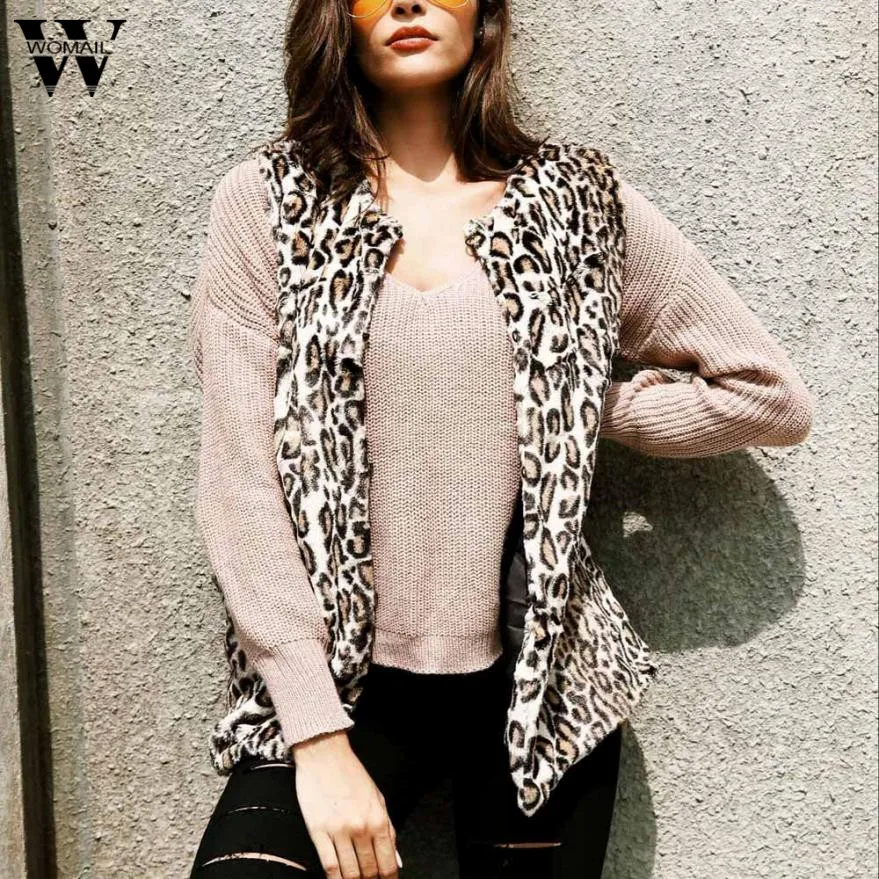 Женский леопардовый жилет из искусственного меха куртка парка oc24G1|faux fur waistcoat|fur